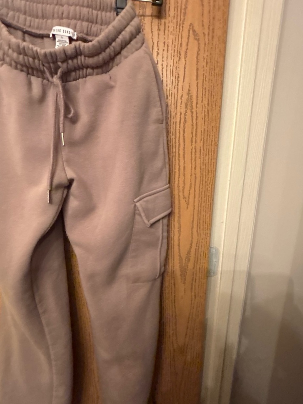 Kids Mauve Cargo Joggers with Drawstring Waist
